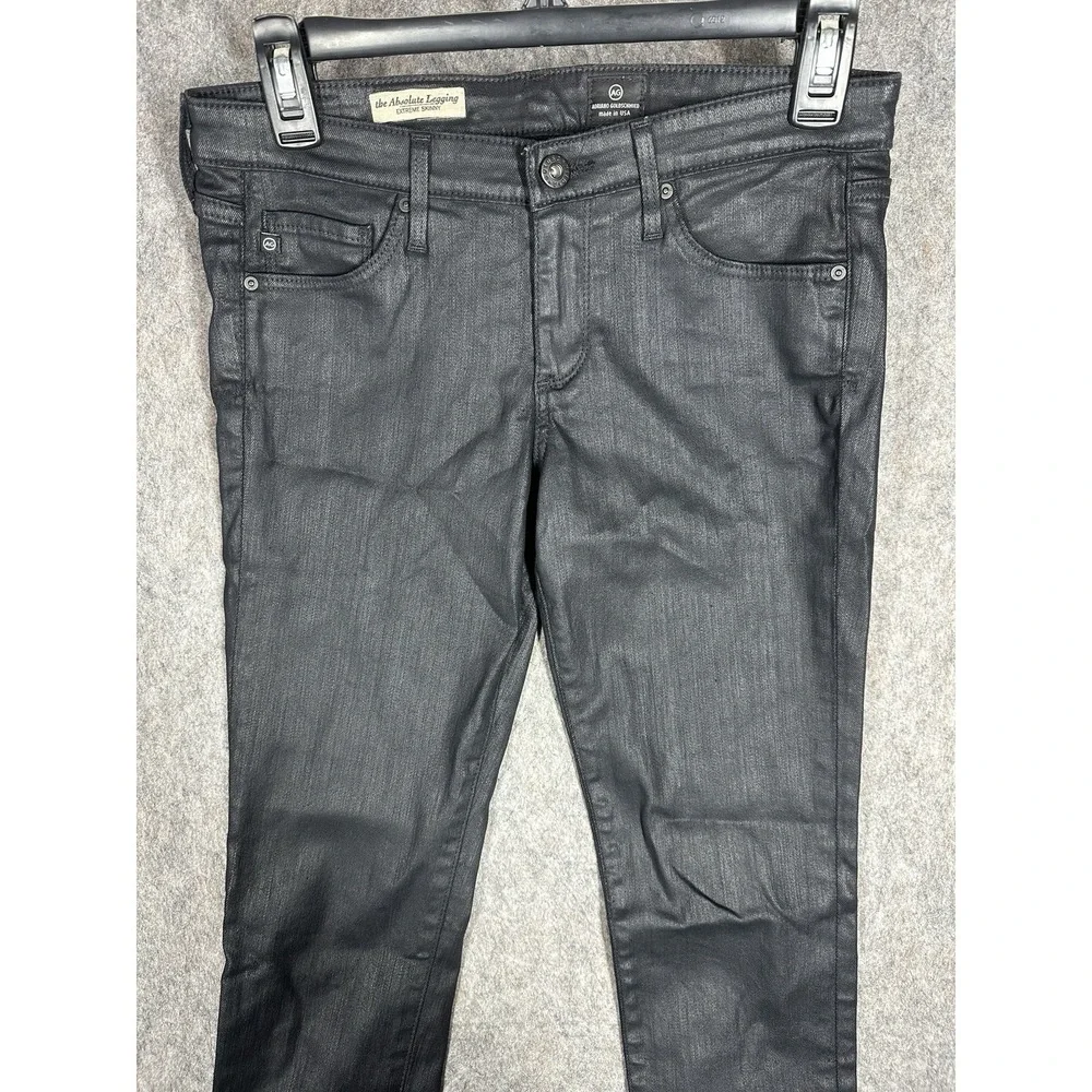 AG ADRIANO GOLDSCHMIED Black Coated The Absolute Legging Extreme Skinny Jean 27R
